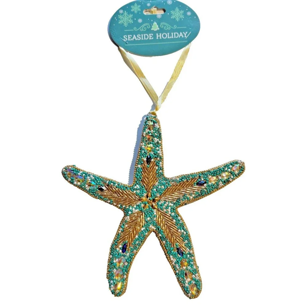 Seaside Starfish Beaded Hanging Ornament 6.5